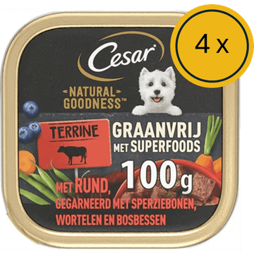 Cesar Natural Goodness - Nat Hondenvoer - Rundvlees 4 x 100g