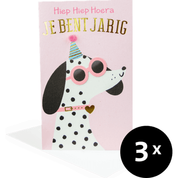 Paperclip Cards Wenskaarten Verjaardag Hond 3 Stuks