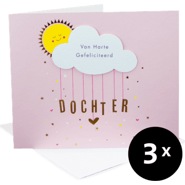 Paperclip Cards Wenskaarten Geboorte Meisje 3 Stuks
