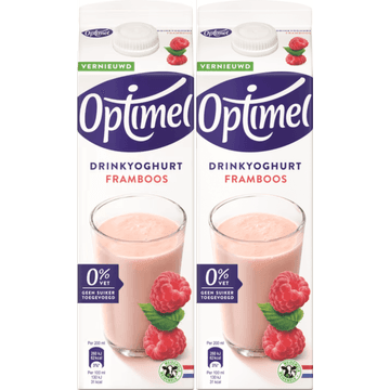 Optimel Drinkyoghurt Framboos 0% Vet 2 x 1L