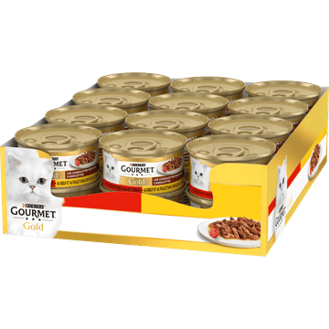 Gourmet Gold Cassolettes Kattenvoer nat met Rund en Kip 24 x 85g
