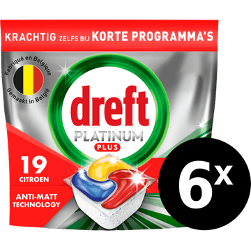 Dreft Platinum Plus All In One Vaatwastabletten Anti-dofheidstechnologie 6 x 19