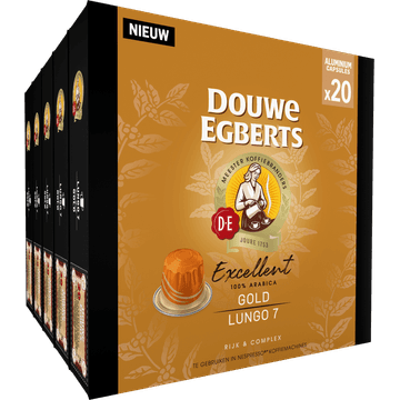 Douwe Egberts Excellent Gold Lungo 7 Gemalen Koffie 20 Capsules 104 g