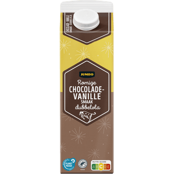 Jumbo Romige Chocolade- Vanille Smaak Dubbelvla 1 L
