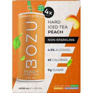 Bozu Hard Iced Tea Peach 4x250ML