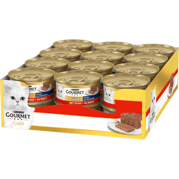 Gourmet Gold Mousse Kattenvoer nat met Rund 24 x 85g