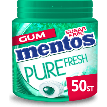 Mentos Gum Pure Fresh Wintergreen Suikervrij Pot 50 stuks