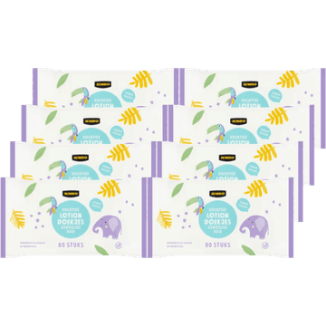 Jumbo Vochtige Lotion Doekjes Gevoelige Huid 8 x 80 Stuks